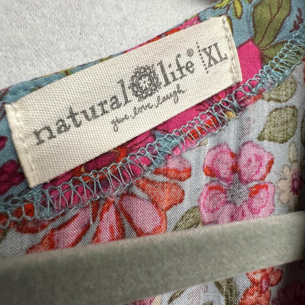 Natural Life Evangeline Maxi Dress Women XL Floral Boho Tiered V-Neck Pockets - Picture 9 of 13
